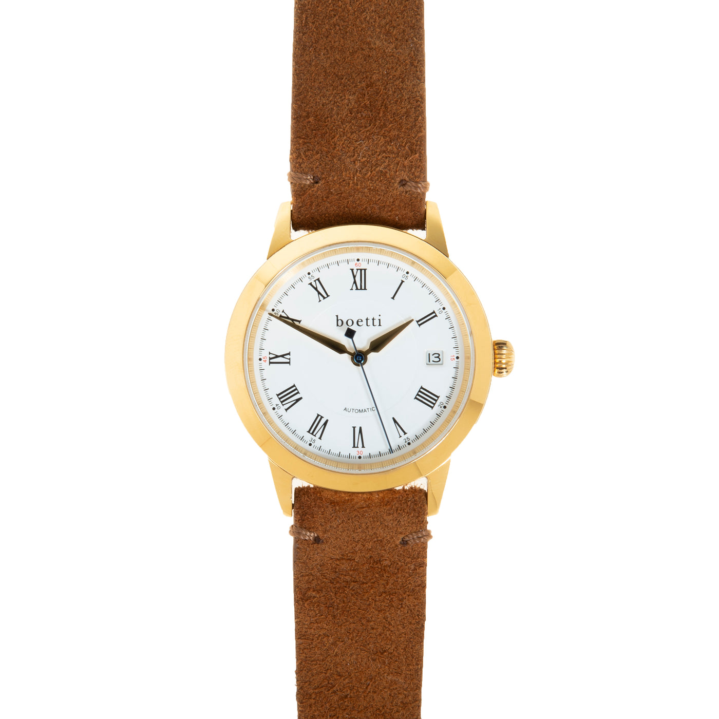 36 Automatic – Gold w/ Tan Suede Strap - Boetti - Are You Man Enough to Wear a Small Watch?
